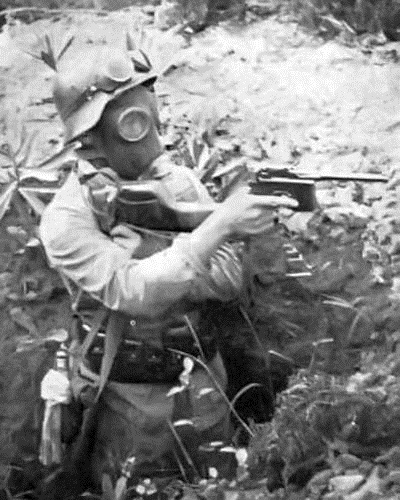 A Chinese soldier seen aiming the Shanxi Type 17